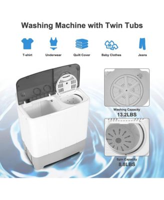 Portable Twin Tub Washing Machine Washer(13.2lbs) & Spinner (8.8lbs)