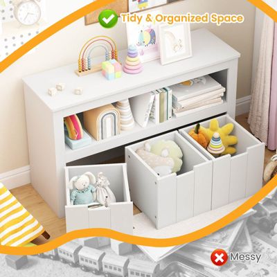 Kid Toy Storage Cabinet 3 Drawer Chest w/Wheels Large Storage Cube Shelf