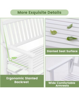 Patio Glider Loveseat Chair Swing Rocking Bench with Slatted Seat & Curved Backrest