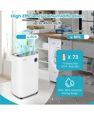 4500 Sq. Ft Dehumidifier for Home & Basements, 73-Pint Quiet Dehumidifier with 5 Modes
