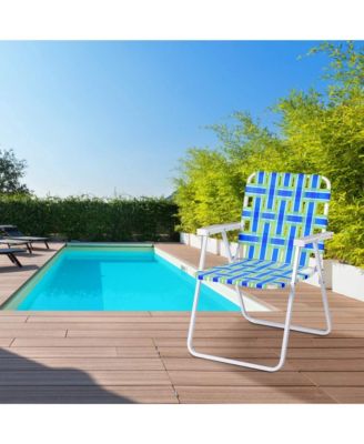 Set of 6 Patio Folding Web Chair Set Portable Beach Camping Chair Red