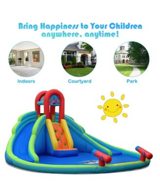 Inflatable Bounce House Water Splash Pool Dual Slide Climbing Wall