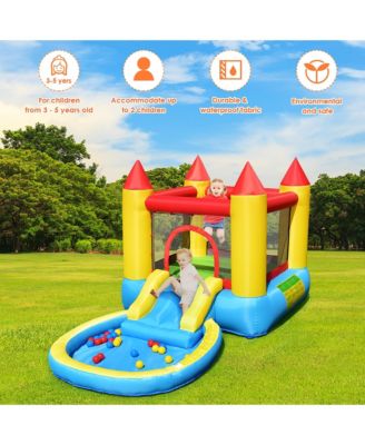 Inflatable Bounce House Kids Slide Jumping Castle Bouncer w/ balls Pool & Bag
