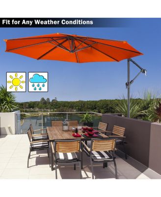 10 Ft Hanging Umbrella Patio Sun Shade Offset Outdoor Market Cross Base