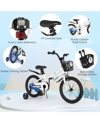 18'' Kid's Bike with Removable Training Wheels & Basket for 4-8 Years Old