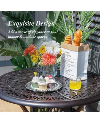 36'' Patio Round Dining Bistro Table Cast W/2'' Umbrella Hole