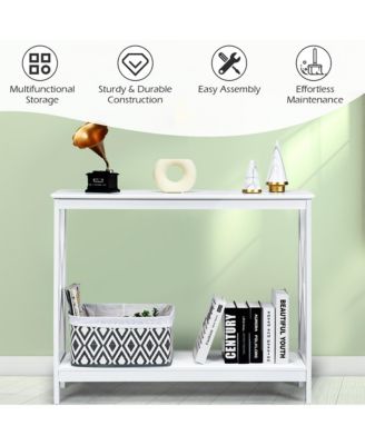 1 PC P2 MDF 2-Tier Console Table x-Design Bookshelf Sofa Side Accent Table