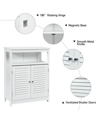 Bathroom Wood Storage Cabinet w/ Double Shutter Door