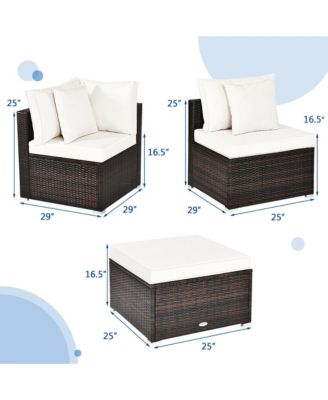 4PCS Rattan Patio Sofa Conversation Set Outdoor Furniture Set w/ Cushion