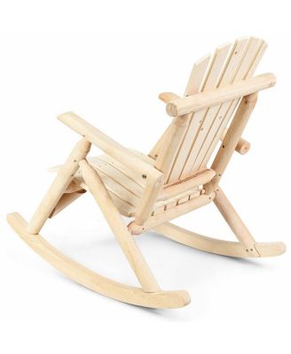Log Rocking Chair Wood Single Porch Rocker Lounge Patio Deck Furniture