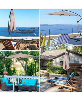 10' Hanging Umbrella Patio Sun Shade Offset Outdoor Market W/t Cross Base