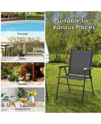 4PCS Outdoor Patio Folding Chair W/Armrest Portable Camping Lawn Garden