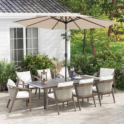 10FT Patio Umbrella 6 Ribs Market Steel Tilt W/Crank Outdoor Garden