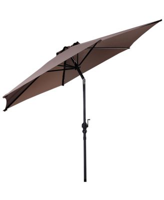 10FT Patio Umbrella 6 Ribs Market Steel Tilt W/ Crank Outdoor Garden