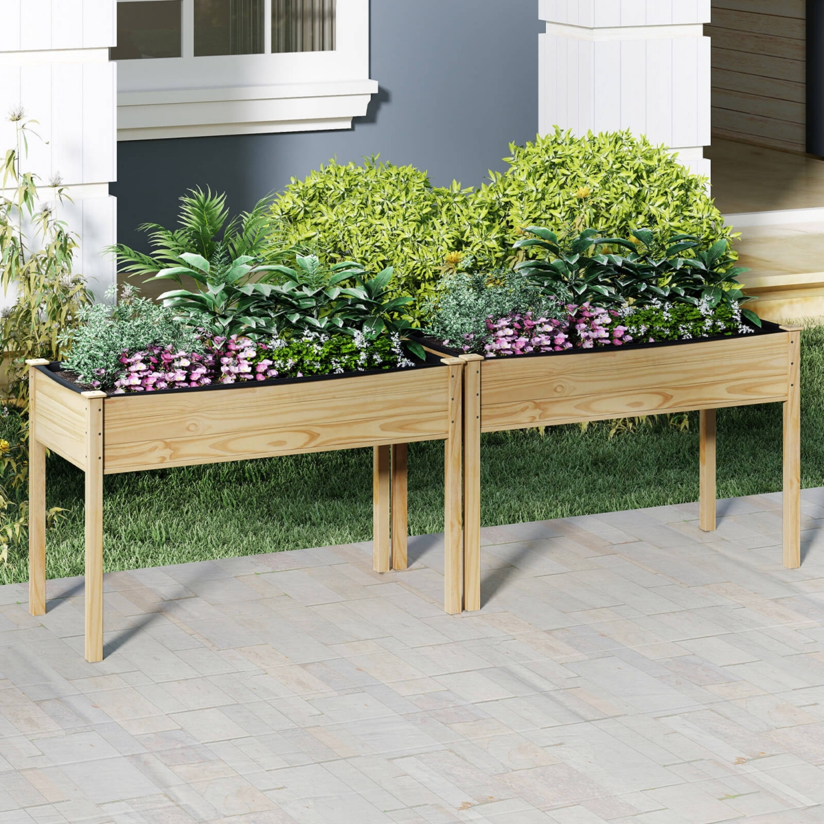 Wooden Raised Vegetable Garden Bed Elevated Grow Vegetable Planter
