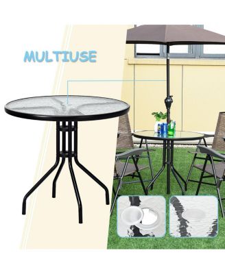32''Outdoor Patio Round Table Tempered Glass Top