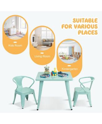 Set of 2 Kids Chair Steel Armchair Stackable Indoor Outdoor Furniture