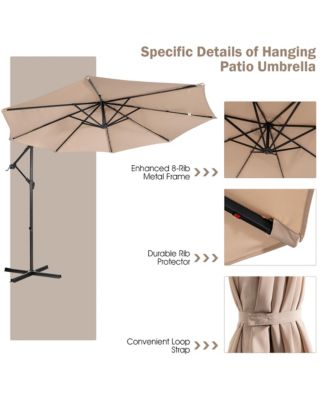 10FT Cantilever Solar Powered 32LED Lighted Patio Offset Umbrella Outdoor