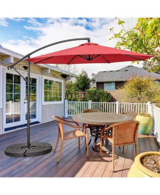 10 FT Patio Offset Umbrella w/8 Ribs Cross Base Tilt