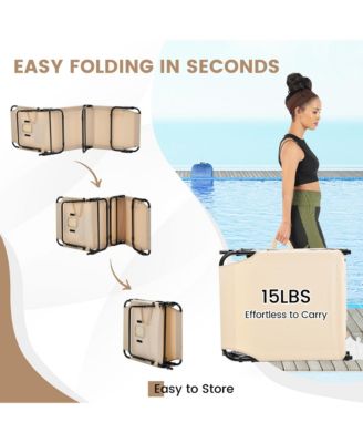 Folding Chaise Lounge Chair Adjustable Outdoor Patio Beach Camping Recliner