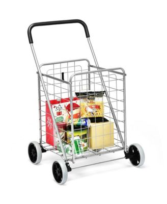 Folding Shopping Cart Utility Trolley Portable For Grocery Laundry Travel