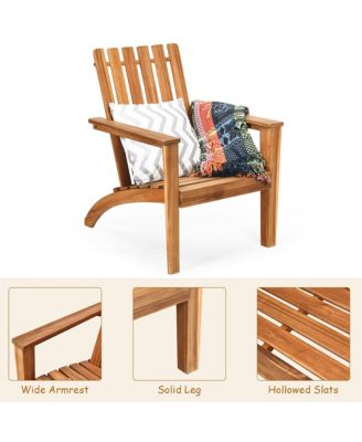 Patio Adirondack Chair Acacia Wood Lounge Armrest Garden Deck