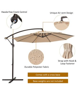10FT Patio Offset Hanging Umbrella Easy Tilt Adjustment 8 Ribs