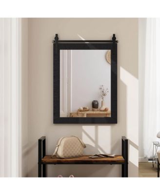30''x22'' Wall Mount Mirror Decor Vanity Mirror Wood Frame Barn Door Style