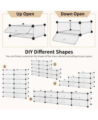 Shoe Rack 12-Cube DIY Plastic Shoe Cabinet Multi Use Modular Closet Shelf
