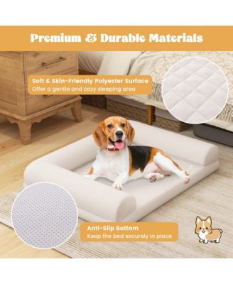 Orthopedic Dog Bed Medium Small Dogs with 3-Side Bolster Non-Slip Bottom Zippers