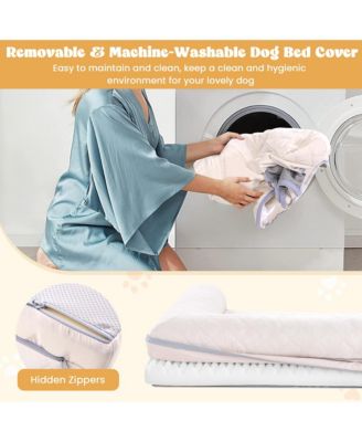 Orthopedic Dog Bed Medium Small Dogs with 3-Side Bolster Non-Slip Bottom Zippers