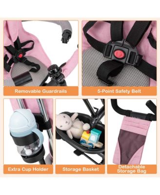 Toddler 4-in-1 Multifunctional Tricycle Trike with Removable Canopy & Push Handle