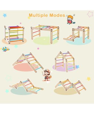 Wooden Climbing Toys for Toddlers Jungle Gym with Reversible Ramp, Seesaw, Climber