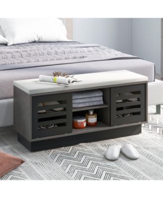 Shoe Storage Bench with Cushion and Shoe Rack Organizer for Entryway