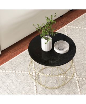 Round Side End Coffee Sofa Table Nightstand with Storage Space Removable Top