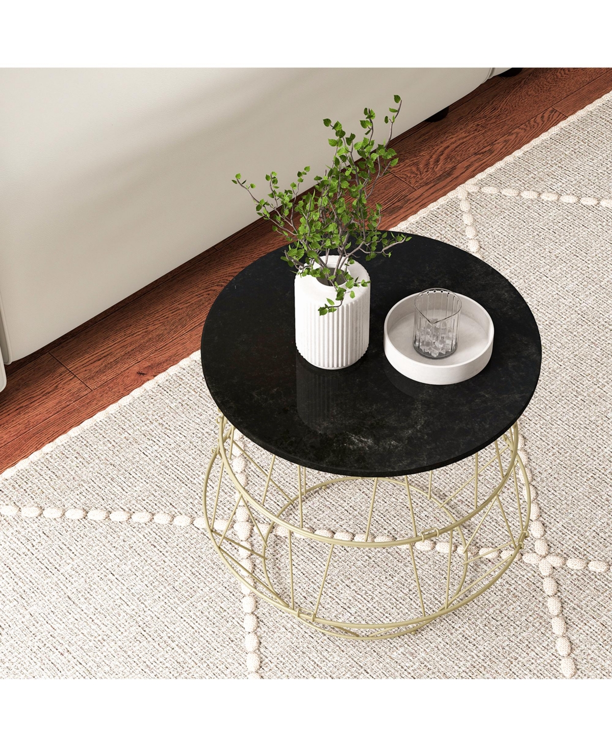 Costway Round Side End Coffee Sofa Table Nightstand with Storage Space Removable Top