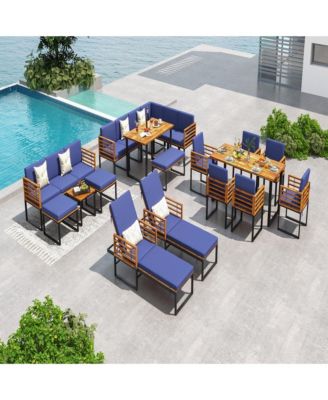 Patio Cushioned Chaise Lounge Chair Adjustable Reclining Lounger 800 lbs