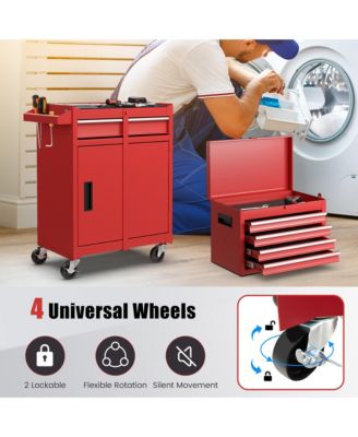 5-Drawer Rolling Tool Chest Cabinet Metal Tool Storage Box Lockable with Wheels