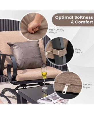 5pcs Patio Rocking Chairs 4-in-1 Fire Pit Table Heavy-Duty Conversation Outdoor