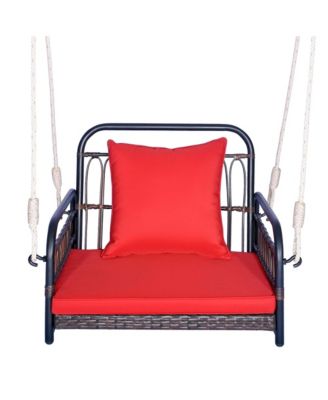 Patio Hanging Rattan Basket Chair Swing Hammock Chair with Seat Cushion