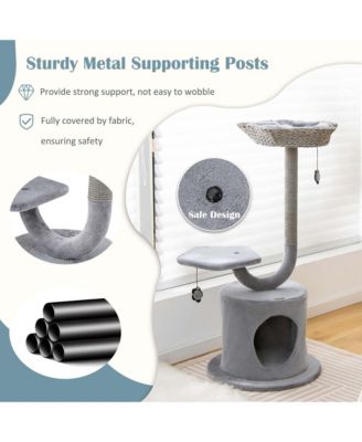 42'' Cat Tree Tower 3-Layer Activity Center with Scratching Post Condo & 2 Perches