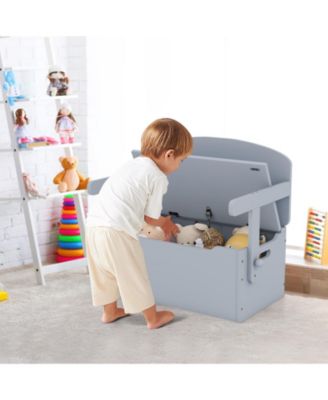 3-in-1 Kids Convertible Storage Bench Wood Activity Table and Chair Set