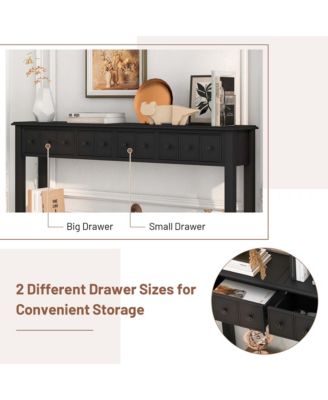 60'' Console Table Retro Entryway Sofa Table with 4 Drawers & Open Shelf