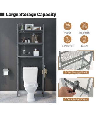 Over-The-Toilet Storage Shelf Space Saving Metal Bathroom Organizer Hooks