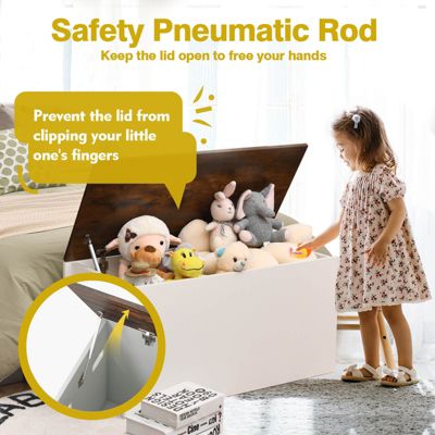 Flip-top Storage Chest Lift Top Storage Bench Wooden Deck Toy Box