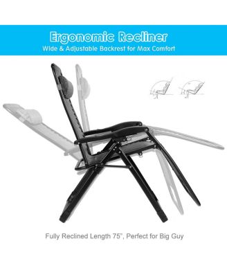 Zero Gravity Chair Oversize Lounge Chair Patio Heavy Duty Folding Recliner