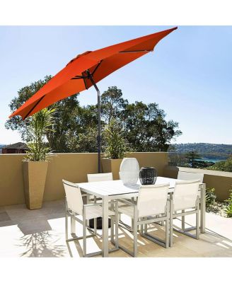 9FT Patio Umbrella Patio Market Steel Tilt W/ Crank Outdoor Yard Garden