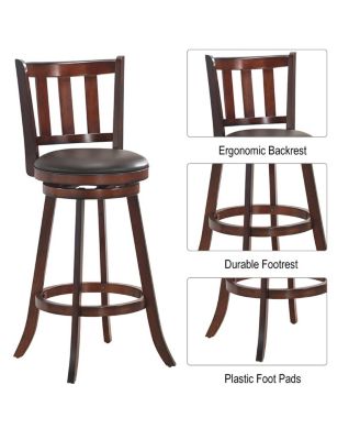 Set of 2 29.5'' Swivel Bar stool Leather Padded Dining Pub