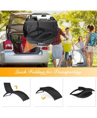 Folding Patio Rattan Lounge Chair Chaise Cushioned Portable Garden Lawn