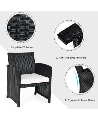 4PCS Outdoor Patio Rattan Furniture Conversation Set Cushioned Sofa Coffee Table